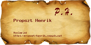 Propszt Henrik névjegykártya
